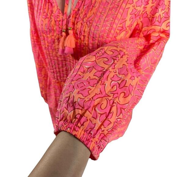 vineyard vines Top Pink Print w Tie Neck New !! Long Sleeves Size XSmall NEW !!! - Picture 11 of 11